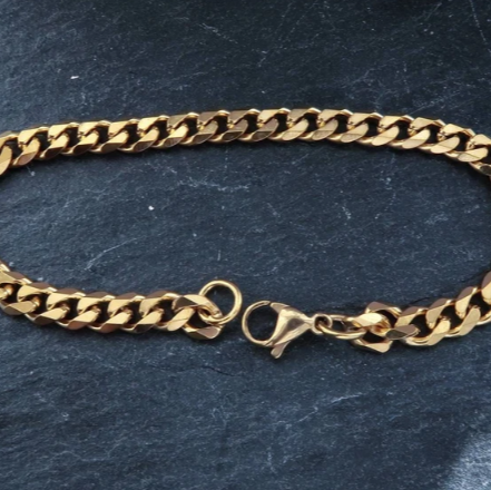 Men's Gold Bracelet- Cuban Link Chain Bracelet- Curb Chain Bracelets- Cuban Men's Bracelet
