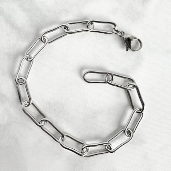 Chunky Stainless Steel Paperclip Chain Bracelet- Hypoallergenic Chain for Men's Everyday Jewelry