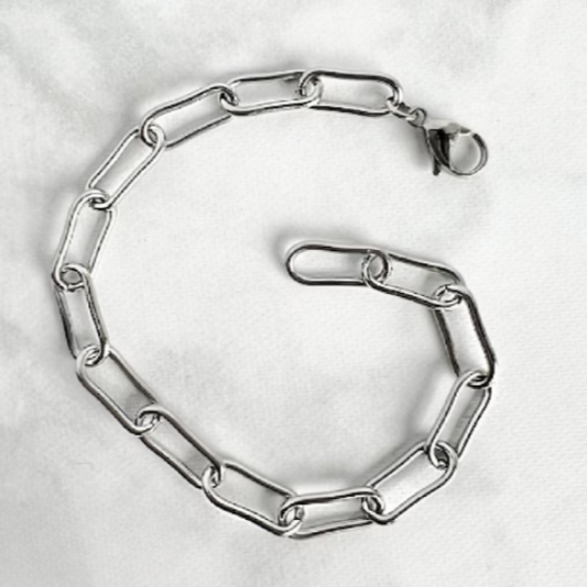 Chunky Stainless Steel Paperclip Chain Bracelet- Hypoallergenic Chain for Men's Everyday Jewelry