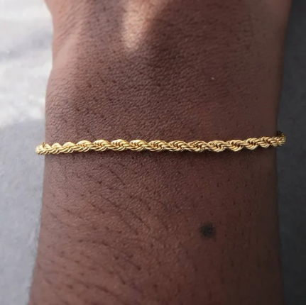 Gold Rope Twisted Bracelet- Rope Chain Bracelet- Mens Rope Bracelet- Womens Rope Gold bracelet- Twist Chain Bracelet