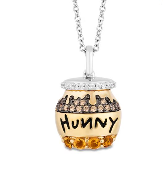 Treasures Winnie the Pooh Citrine and 0.085 CT Diamond "Hunny" Pot Pendant in Sterling Silver