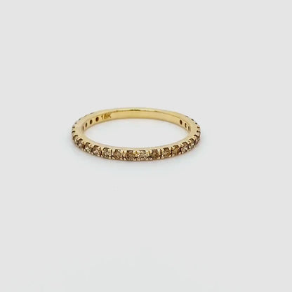 1.6mm Brown Diamond Eternity Ring in 14K Yellow Gold Finish - Gift For Her