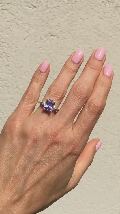 Lavender Amethyst Engagement Ring in 14k Yellow Gold Vermeil - Statement Ring - Cocktail Ring