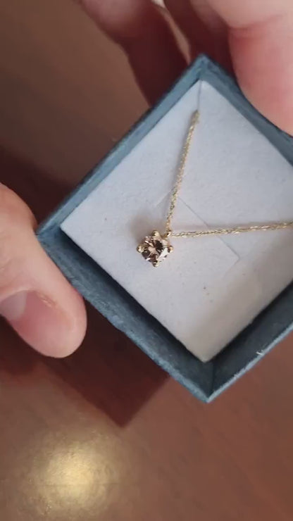 Brown Diamond Solitaire Pendant Necklace in 14k Rose Gold Vermeil - Everyday Necklace For Her