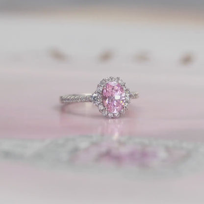 Simulated Pink Tourmaline Engagement Ring in Sterling Silver - Dainty Promise Ring for Her