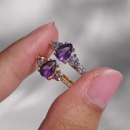 Lavender Amethyst Statement Ring in 925 Sterling Silver February Birthstone Ring Gift For Her