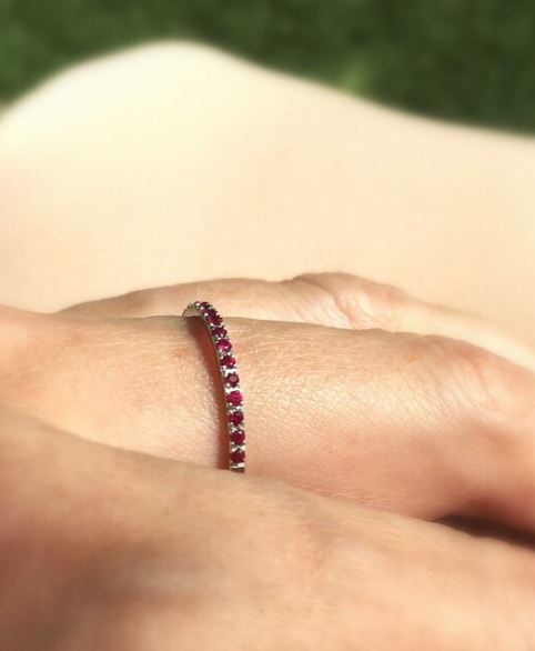 Ruby Half Eternity Ring in 925 Sterling Silver Ruby Wedding Band Gift For Her