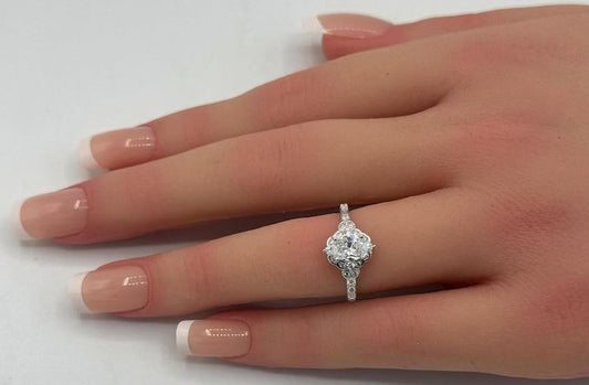 1.20 Carat Oval Art Deco Wedding Engagement Ring Diamond Simulate Accent Vintage 925 Sterling Silver Bridal Ring Choose Your Color Stone