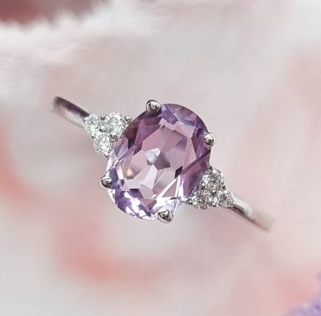 Sterling Silver Lavender Amethyst Ring - Engagement Promise Ring & Christmas Gift For Her