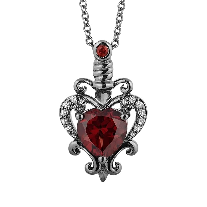 Enchanted Disney Evil Queen Pendant Necklace in 925 Sterling Silver With Black Rhodium - Gift For Her