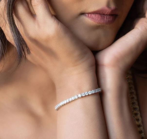 3.5mm Round Diamond Tennis Bracelet in 7"inch - Dainty Bracelet Gift for Her