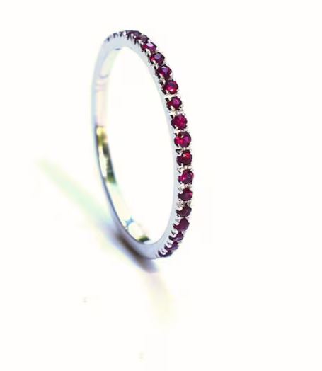 Ruby Half Eternity Ring in 925 Sterling Silver Ruby Wedding Band Gift For Her