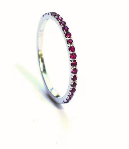 Ruby Half Eternity Ring in 925 Sterling Silver Ruby Wedding Band Gift For Her