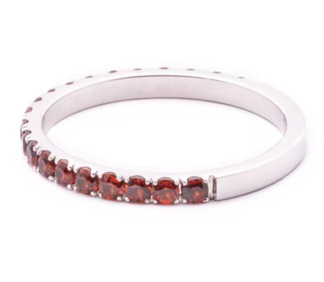 Red Garnet Eternity Ring in 925 Sterling Silver - January Birthstone Ring For Her