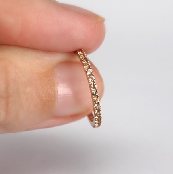 1.6mm Peach Morganite Eternity Band in 14K Rose Gold Finish - Wedding Ring Gift for Her