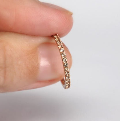 1.6mm Peach Morganite Eternity Band in 14K Rose Gold Finish - Wedding Ring Gift for Her