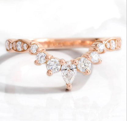 2.32 Ct Pear Diamond Engagement Ring Set in 14k Rose Gold Vermeil - Special Gift For Women