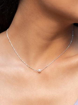 Womens Necklace - Pearl of Love Necklace in 925 Sterling Silver - Gift For Her