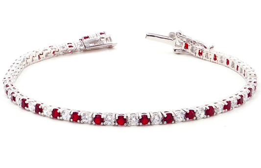 Unisex Tennis Bracelet - Garnet Bracelet - January Birthstone