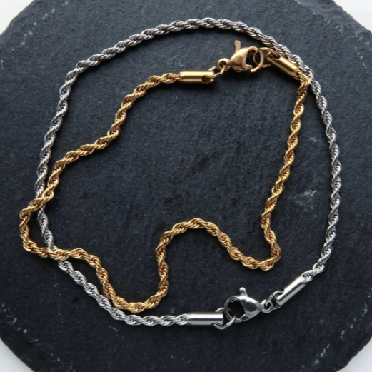 Gold Rope Twisted Bracelet- Rope Chain Bracelet- Mens Rope Bracelet- Womens Rope Gold bracelet- Twist Chain Bracelet