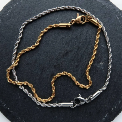 Gold Rope Twisted Bracelet- Rope Chain Bracelet- Mens Rope Bracelet- Womens Rope Gold bracelet- Twist Chain Bracelet