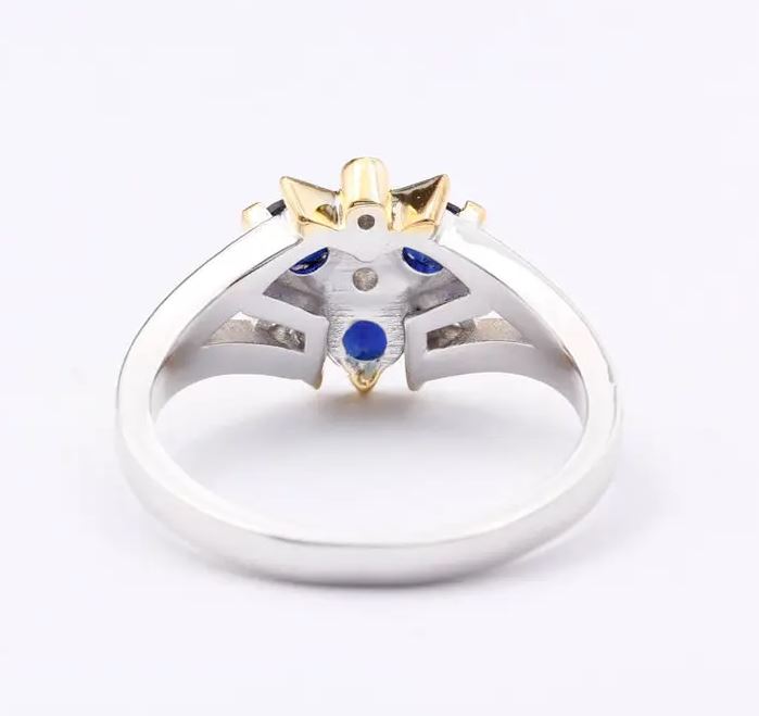 Zora Sapphire Spiritual Stone Engagement Promise Wedding Ring in Sterling Silver 8 bit Video Game Nerdy Geeky Anniversary Ring Gift Present