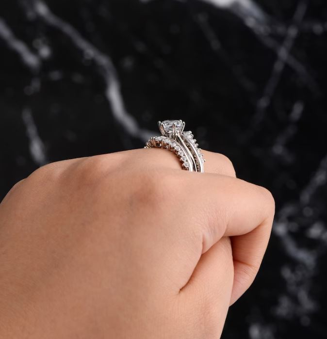 1.25 Ct Diamond Wedding Ring Set For Women in 925 Sterling Silver Engagement Ring Set for Anniversary Gift For Her