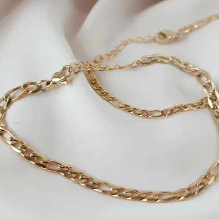 Bracelet Chain- Dainty Figaro Bracelet For Women- Thick Gold Chain Bracelet- Minimalist Chain Gift for Her Jewelry