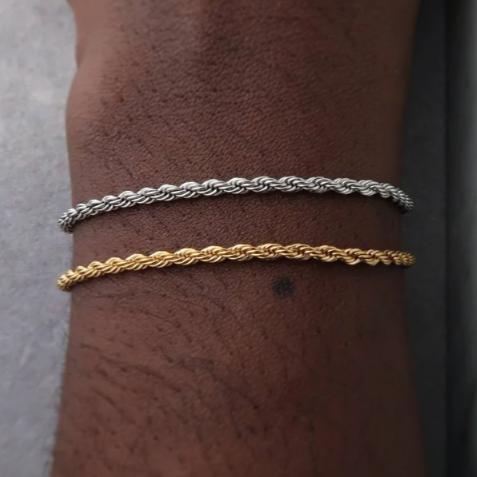 Gold Rope Twisted Bracelet- Rope Chain Bracelet- Mens Rope Bracelet- Womens Rope Gold bracelet- Twist Chain Bracelet