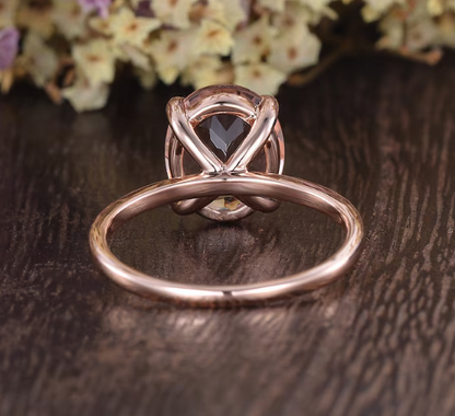 Morganite Solitaire Engagement Ring in 14K Rose Gold Vermeil Wedding Ring - Minimalist Ring For Women - Promise Ring Anniversary Gift