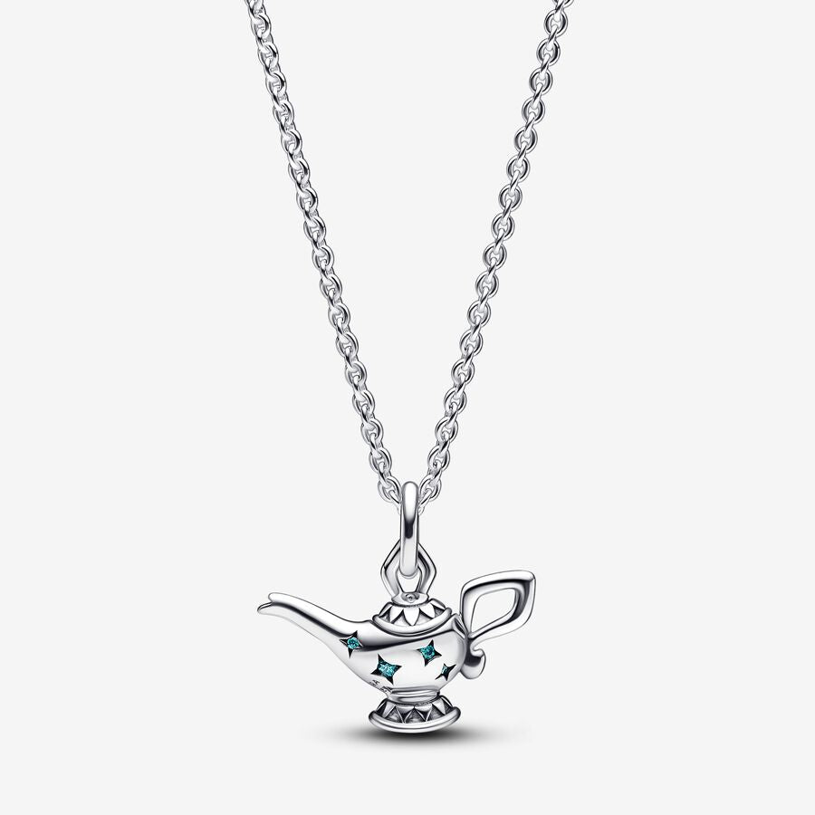 Blue Topaz Disney Aladdin Magic Lamp Pendant Collier Necklace in 925 Sterling Silver