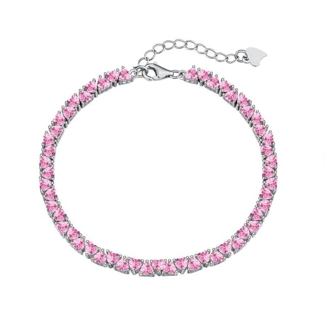 Pink Diamond Heart Shape Tennis Bracelet in 925 Sterling Silver Special Gift For Her