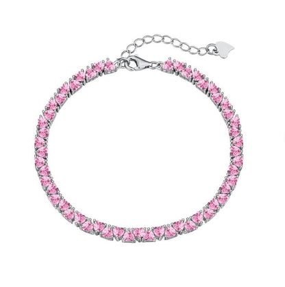 Pink Diamond Heart Shape Tennis Bracelet in 925 Sterling Silver Special Gift For Her