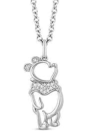 Disney Treasure Winnie The Pooh Diamond Necklace in 14K Yellow Gold Finish - Birthday Gift