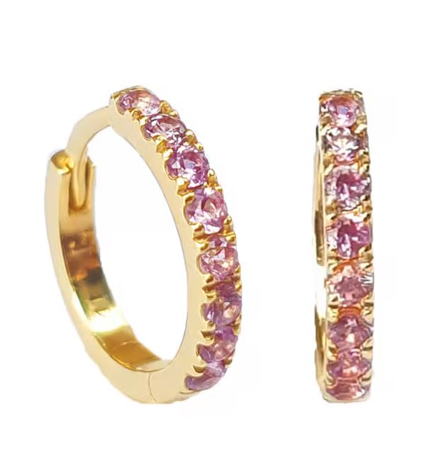 Tourmaline Huggie Hoop Earrings in 14K Gold Plated - Best Birthday Gifts