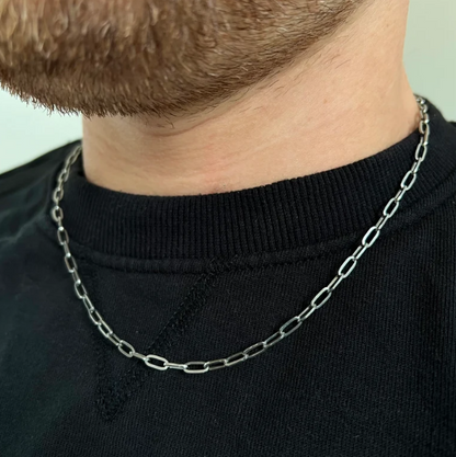 Mens Necklace 3mm Paperclip Chain Necklace For Men in 925 Sterling Silver