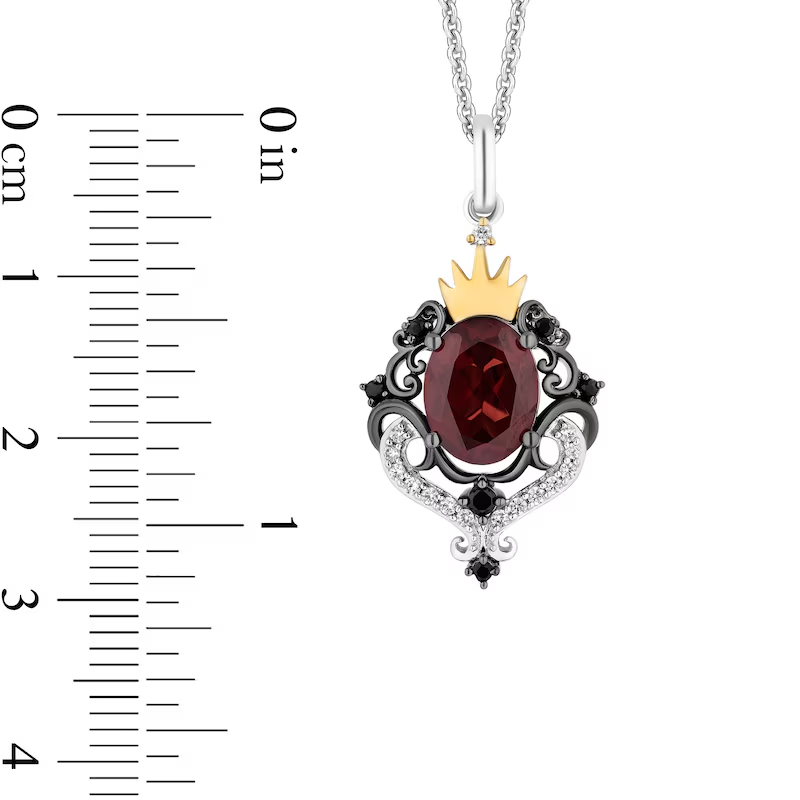 Enchanted Disney Villains Evil Queen Oval Garnet and Diamond Pendant in Sterling Silver