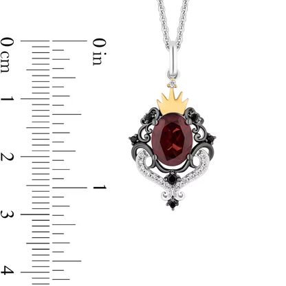 Enchanted Disney Villains Evil Queen Oval Garnet and Diamond Pendant in Sterling Silver