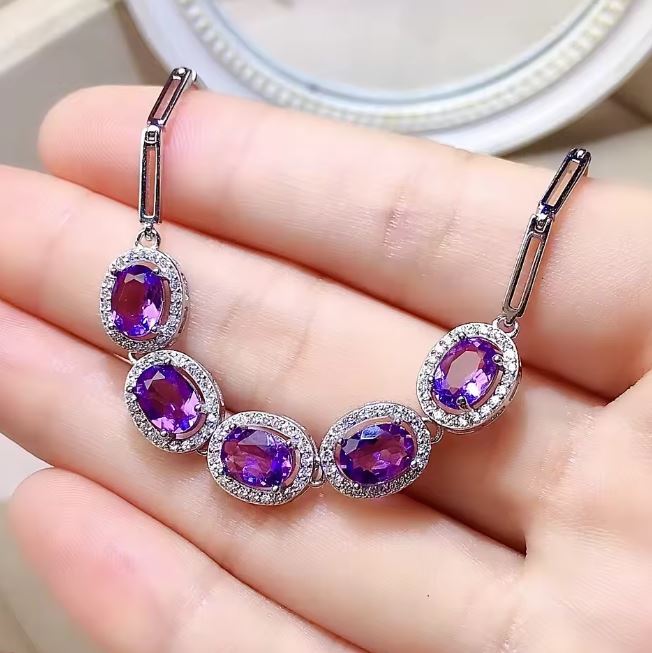 Amethyst Bracelet For Woman in 925 Sterling Silver February Birthstone Bracelet