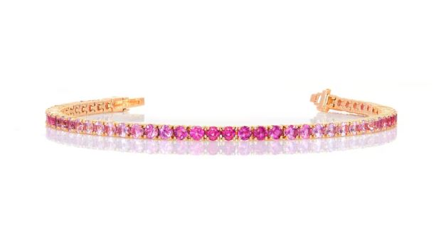 2.9mm Pink Ombre Tennis Bracelet in 14K Gold Finish - Bracelet Gift For Her