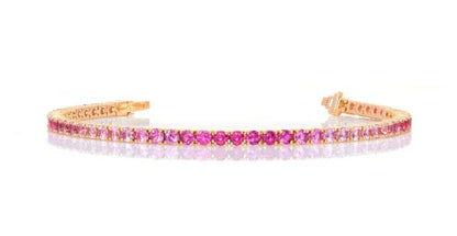 2.9mm Pink Ombre Tennis Bracelet in 14K Gold Finish - Bracelet Gift For Her