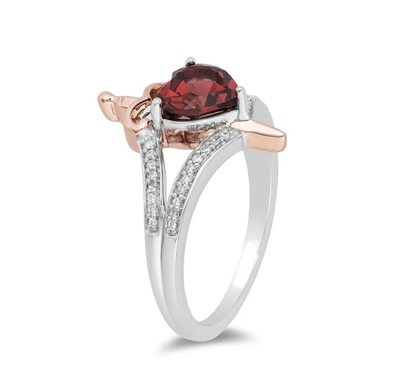 2Ct Heart Cut Red Garnet & Diamond Evil Queen Ring for Wedding & Engagement - Gift For Her