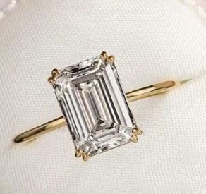 4 CT Emerald Cut Diamond Engagement Ring Double Claw Prong Wedding Ring