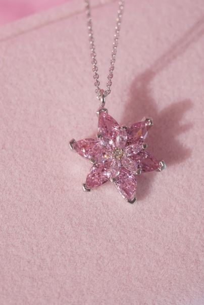 Pink Lotus Elegance Necklace in 925 Sterling Silver - Special Gift For Your Princess