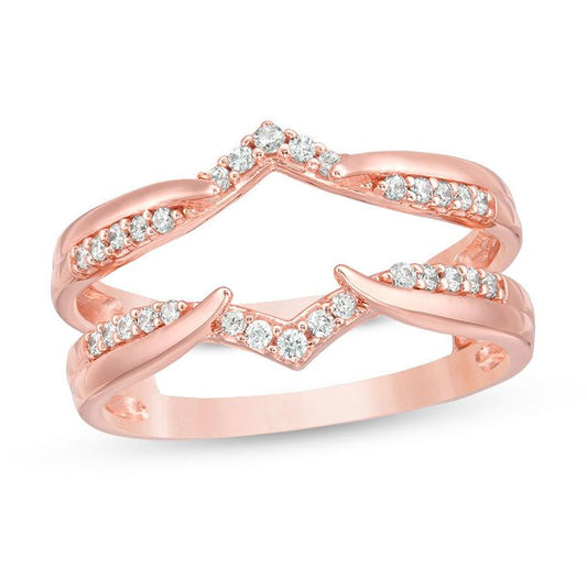 1/5 CT Diamond Wedding Wrap Ring Enhancer 18K Rose Gold Vermeil