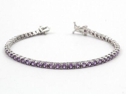 Unisex Silver 925 Tennis Bracelet - Amethyst Bracelet - February Birthstone