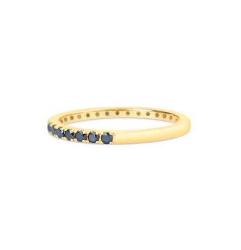 Black Diamond Eternity Ring in 18k Gold - 925 Silver - Wedding Band Gift for Her