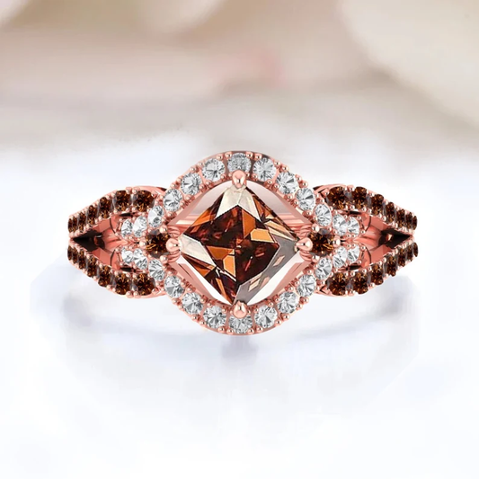 Antique Princess Cut Champagne Diamond- Gold Vermeil