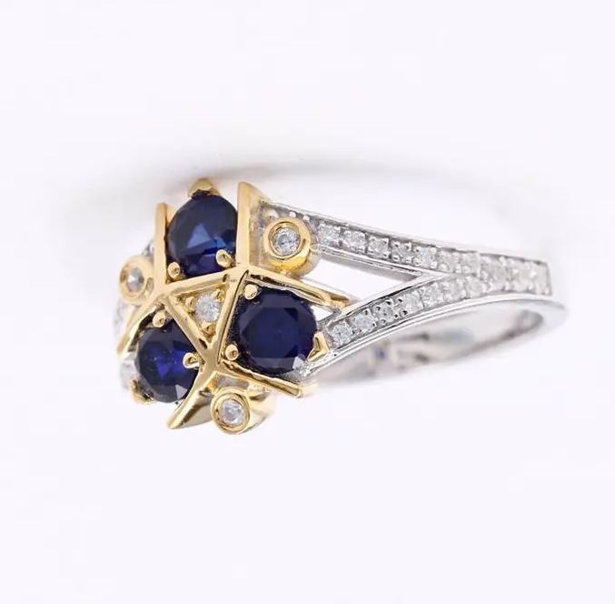 Zora Sapphire Spiritual Stone Engagement Promise Wedding Ring in Sterling Silver 8 bit Video Game Nerdy Geeky Anniversary Ring Gift Present