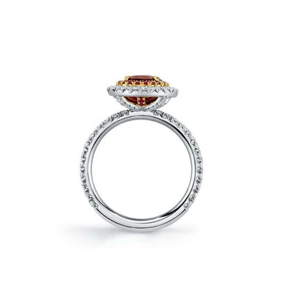 Ruby & Diamond Halo Engagement Ring in 925 Sterling Silver Promise Ring - July Birthstone - Proposal Ring For Her